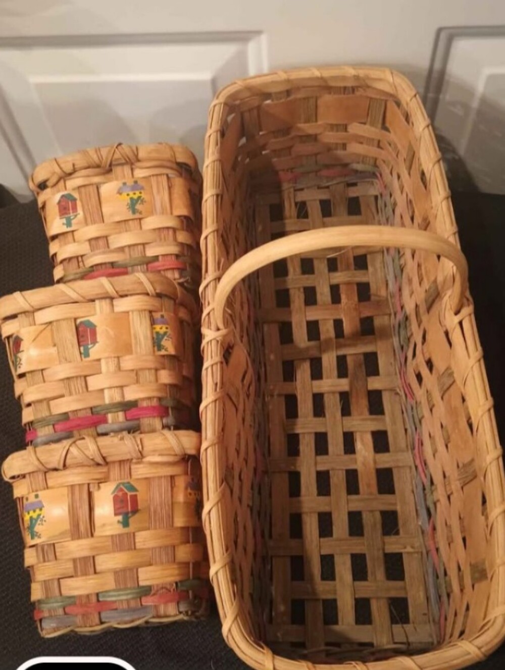 4pc Basket Set Birdhouse Design